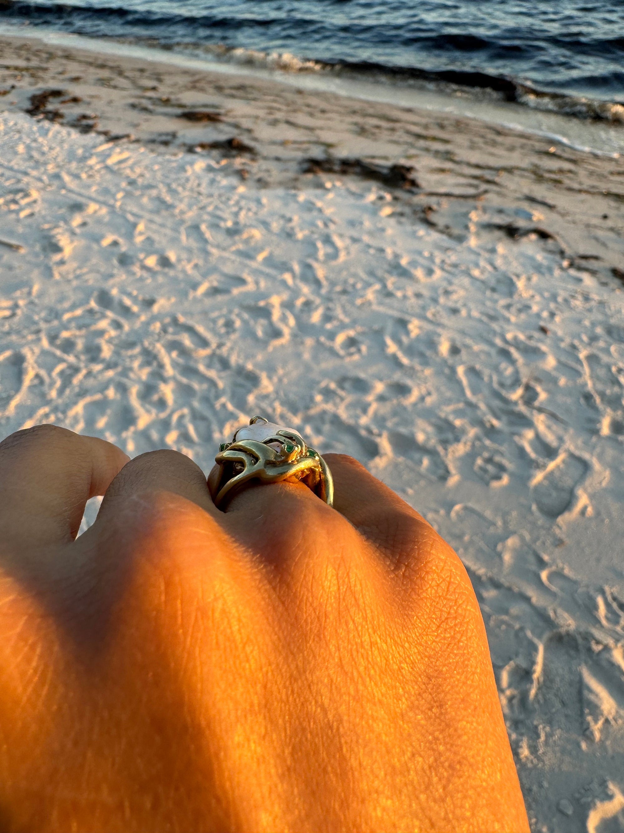 18K Yellow Gold Freshwater Pearl Ring