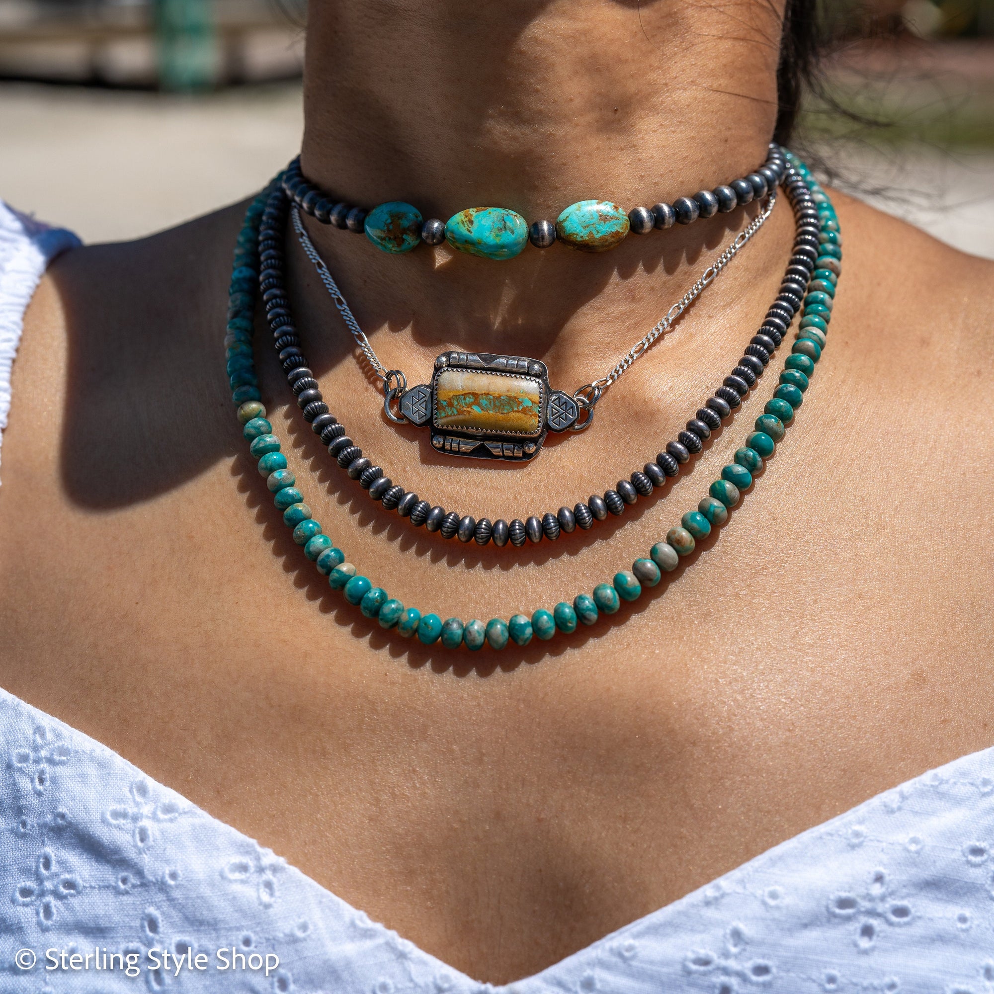 Sterling Silver Ribbon Turquoise Pendant