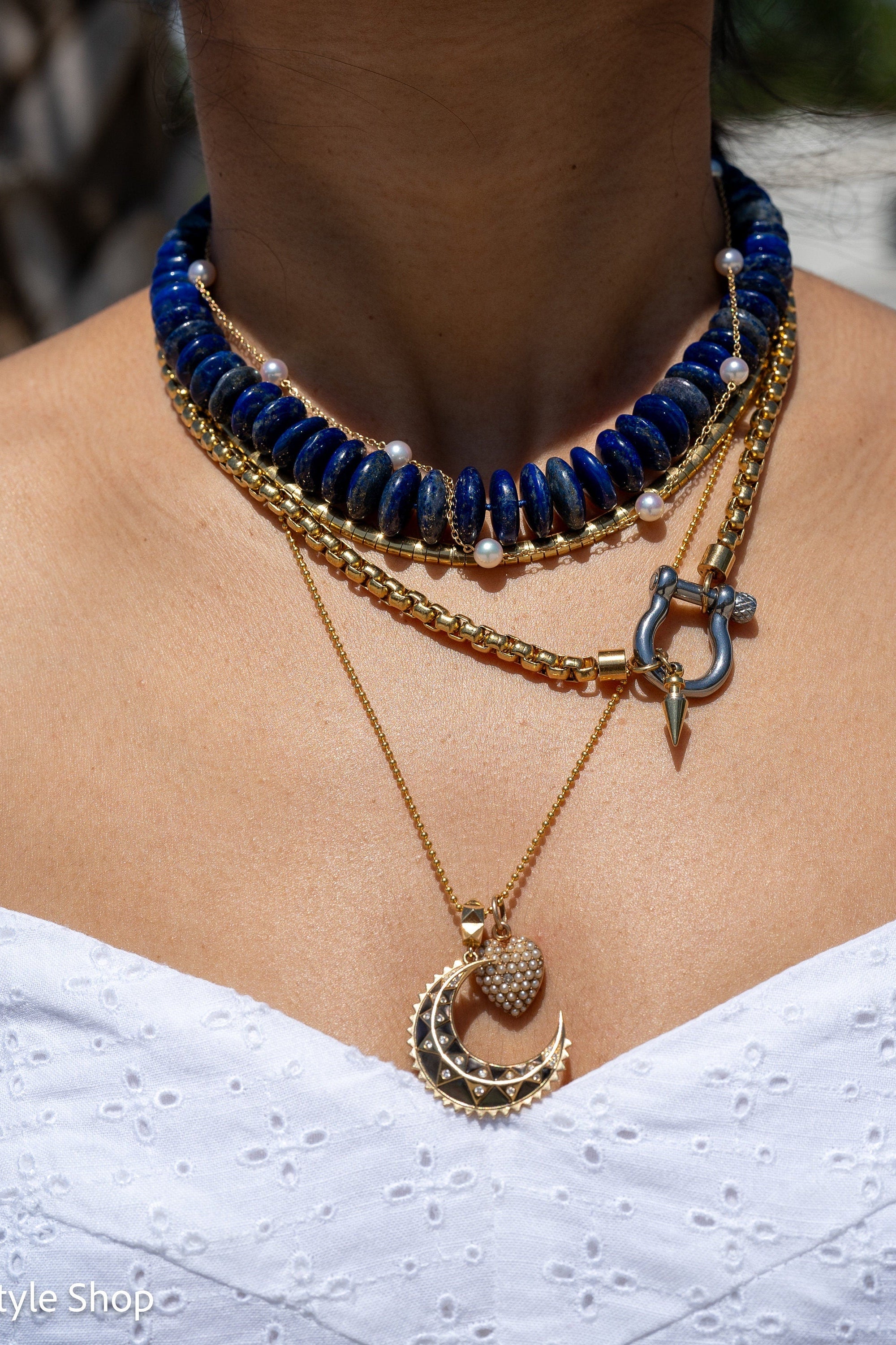 Natural Lapis Lazuli Choker Necklace with 14k clasp