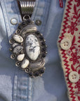 Sterling Silver White Buffalo Statement Pendant by Readda Begay