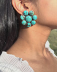 Federico Jimenez Sterling Turquoise Flower Earrings | Cluster Turquoise Earrings