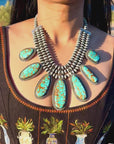 Ernest R Begay Candelaria Turquoise Necklace | 9mm Navajo Pearls | 286g Statement Necklace
